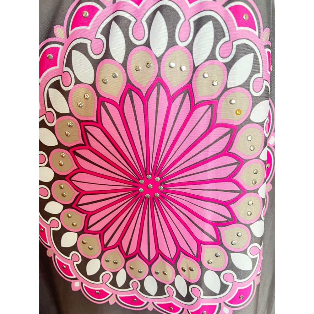 INC International Concepts Studded Mandala Bloom Maxi Dress Dark Gray Pink Small - Picture 9 of 11
